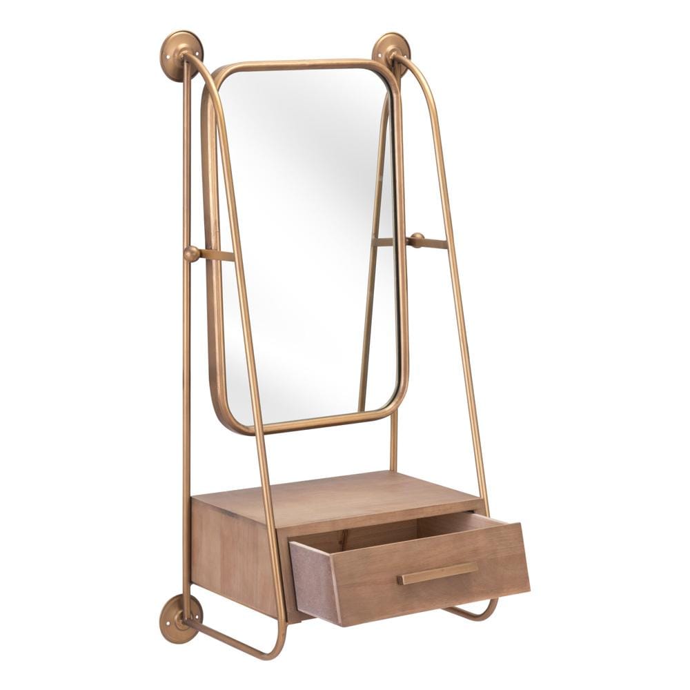 Zuo Modern - Peralta Mirror Shelf Brass & Brown - A12232 veiw 3