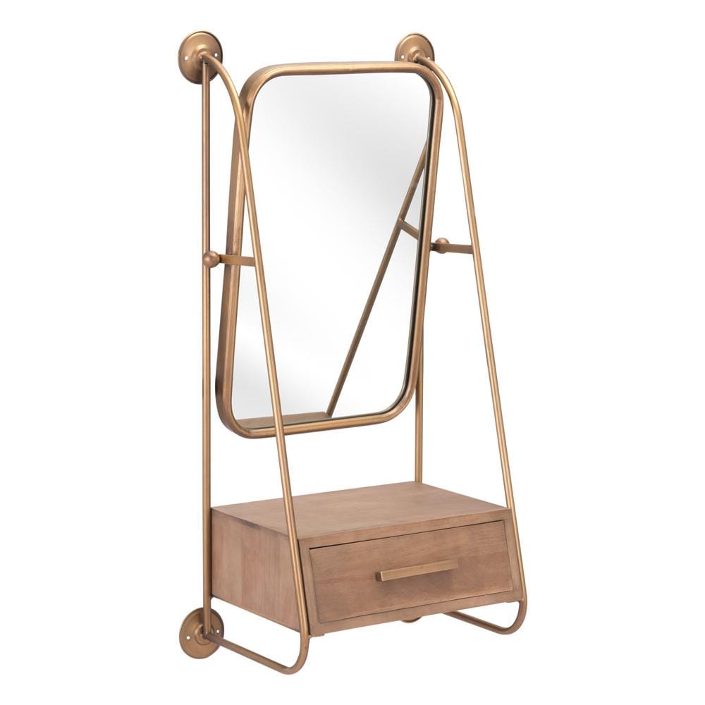 Zuo Modern - Peralta Mirror Shelf Brass & Brown - A12232 veiw 4
